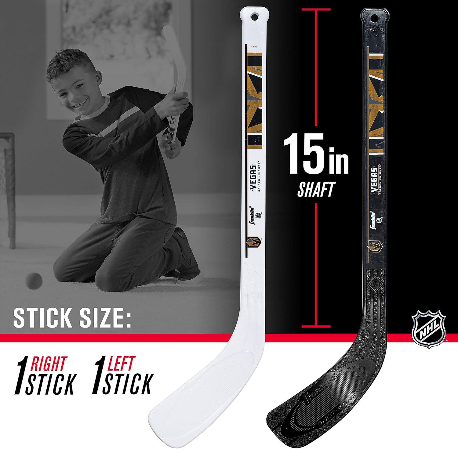 image:imageFranklin Sports NHL Mini Hockey Stick Set NHL Team Knee Hockey Stick and Ball Set Two Player Stick Set Great Toy for KidsVegas Golden Knights