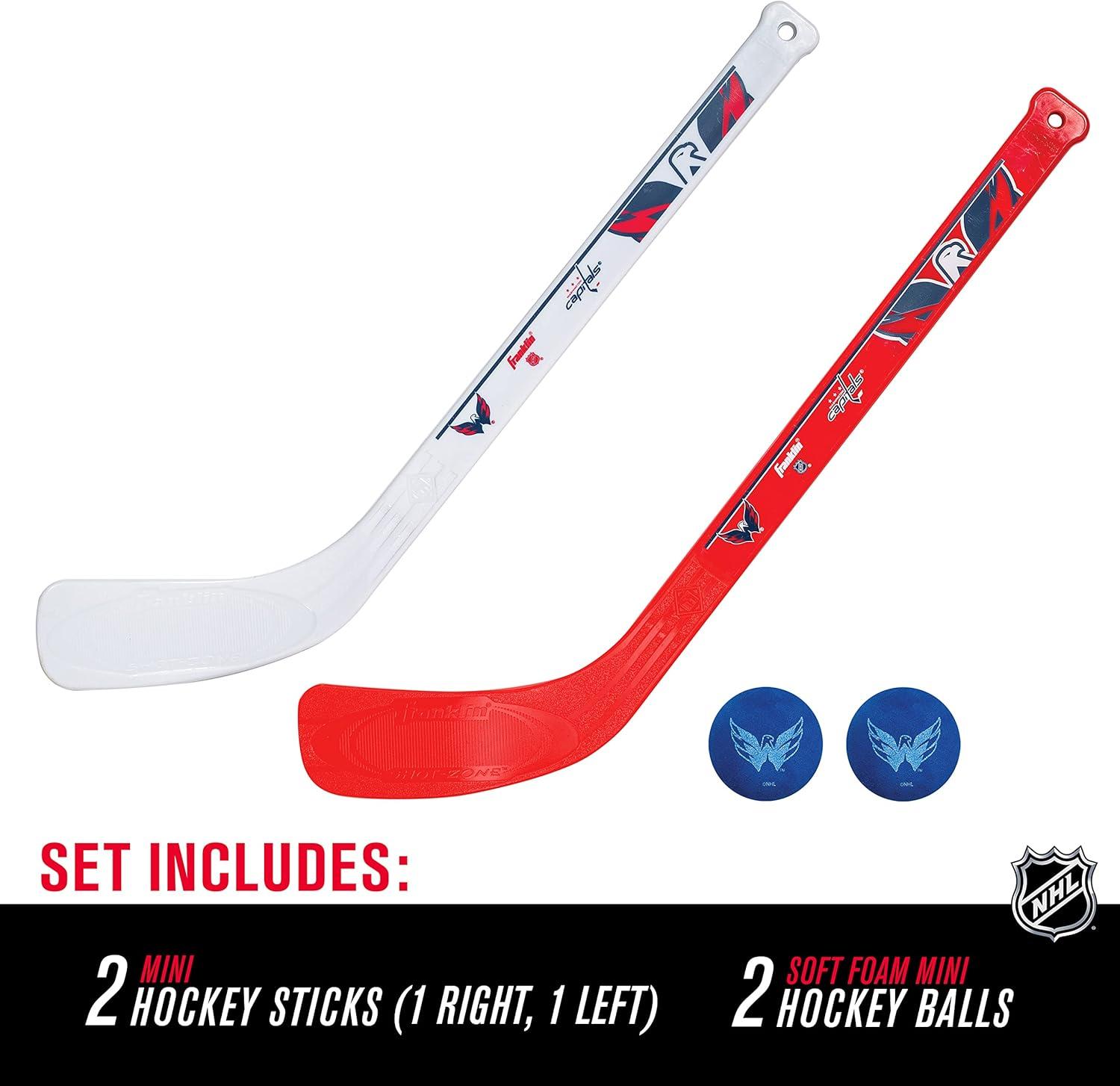 image:imageFranklin Sports NHL Mini Hockey Stick Set NHL Team Knee Hockey Stick and Ball Set Two Player Stick Set Great Toy for KidsWashington Capitals