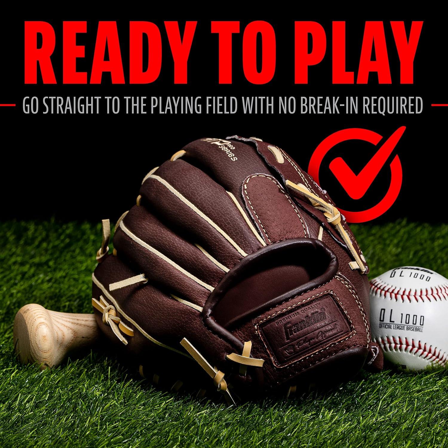 image:imageFranklin Sports RTP Pro Baseball Glove Adult Youth Fielding Mitt Righty Camel100 Closed Basket Web