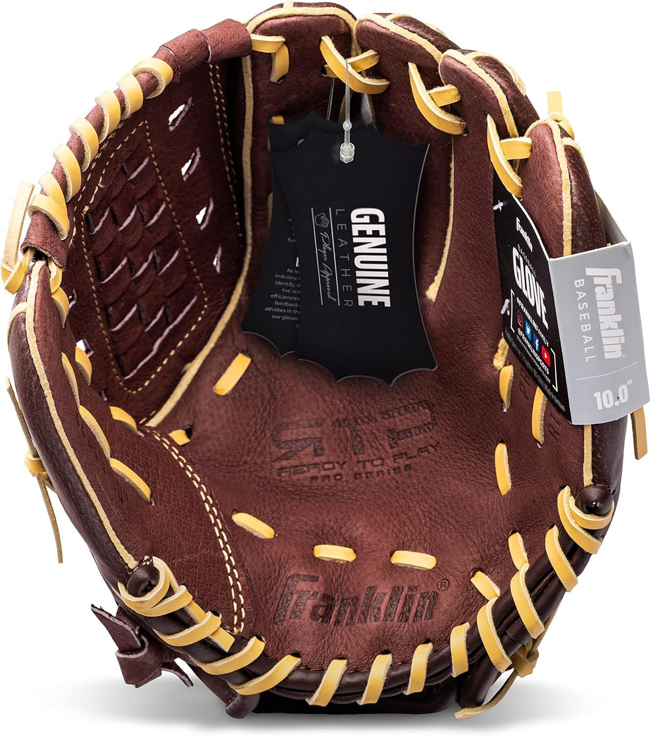 image:imageFranklin Sports RTP Pro Baseball Glove Adult Youth Fielding Mitt Righty Camel100 Closed Basket Web