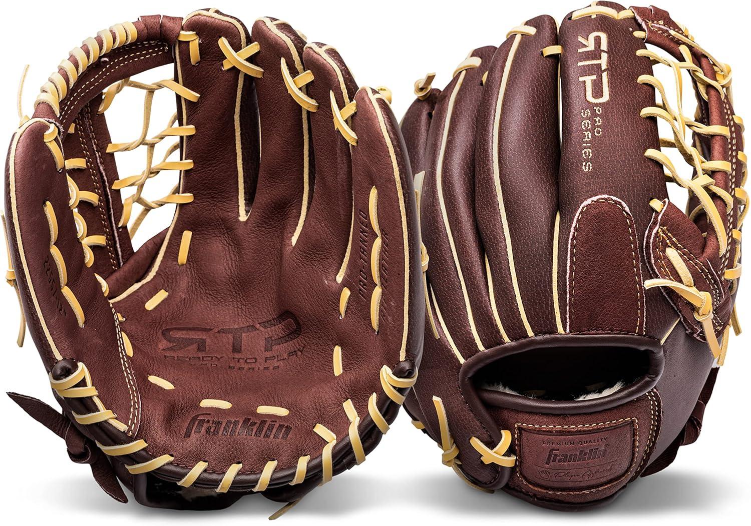 image:imageFranklin Sports RTP Pro Baseball Glove Adult Youth Fielding Mitt Righty Camel120 Modified Trap Web