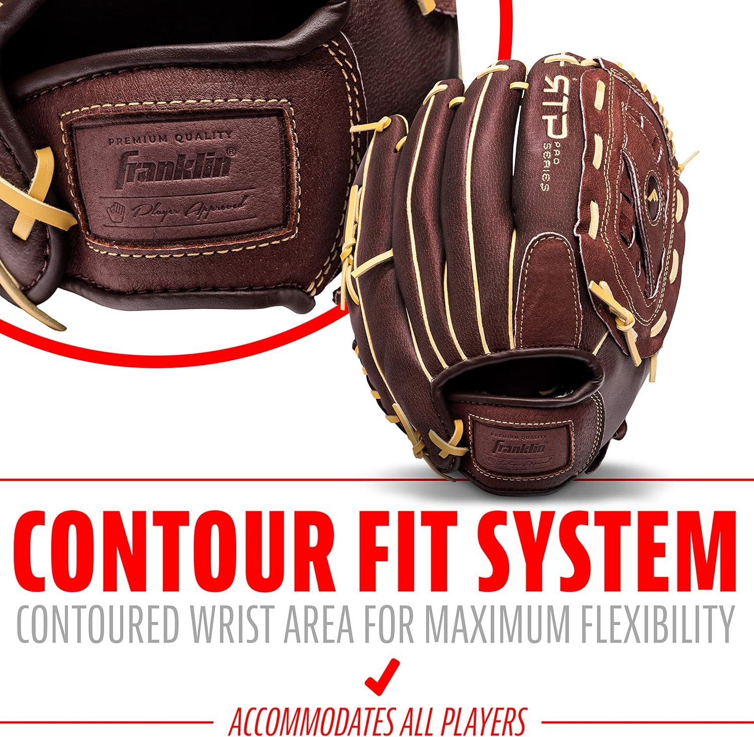 image:imageFranklin Sports RTP Pro Baseball Glove Adult Youth Fielding Mitt Righty Camel125 Deep Basket Web