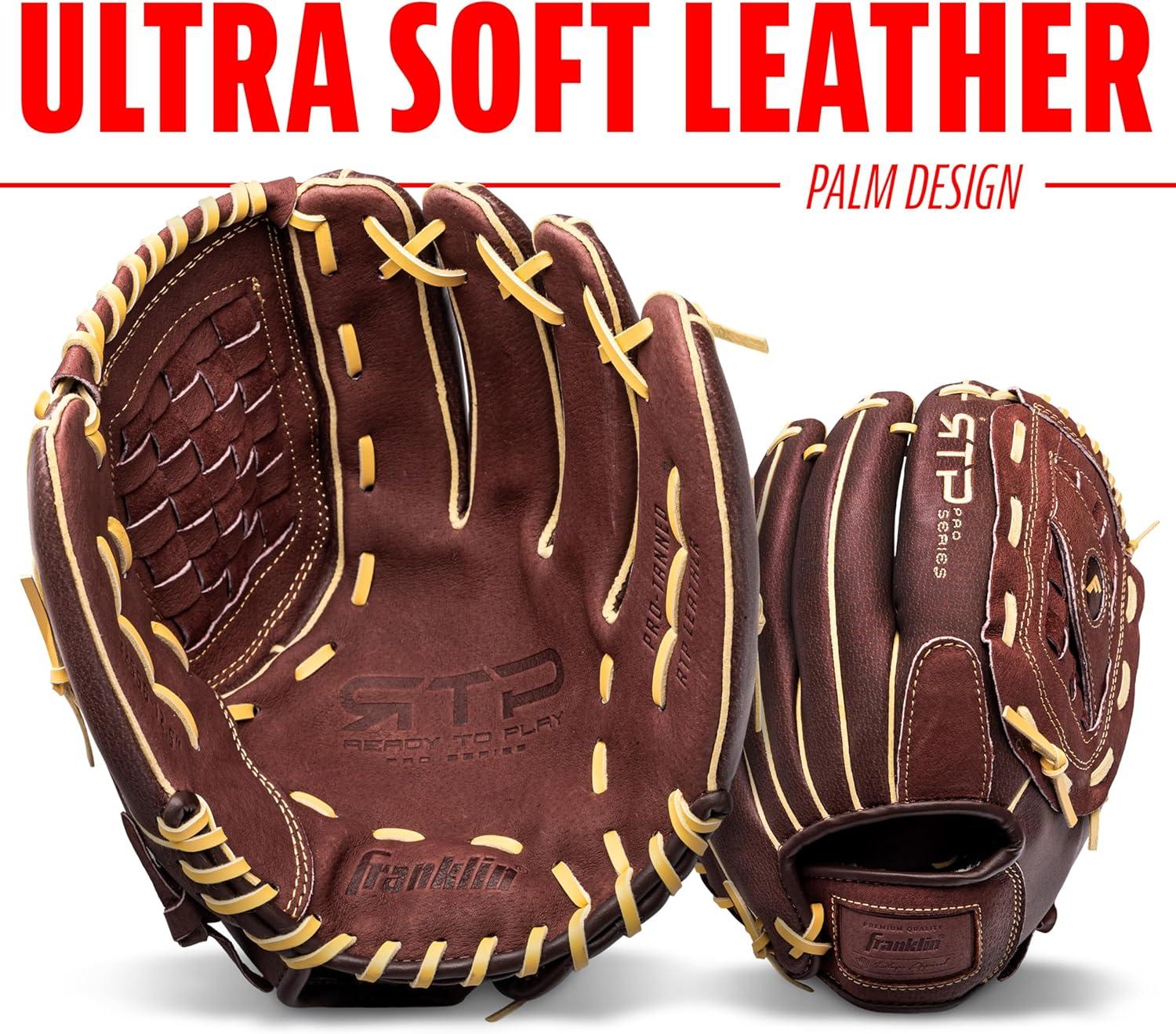 image:imageFranklin Sports RTP Pro Baseball Glove Adult Youth Fielding Mitt Righty Camel125 Deep Basket Web
