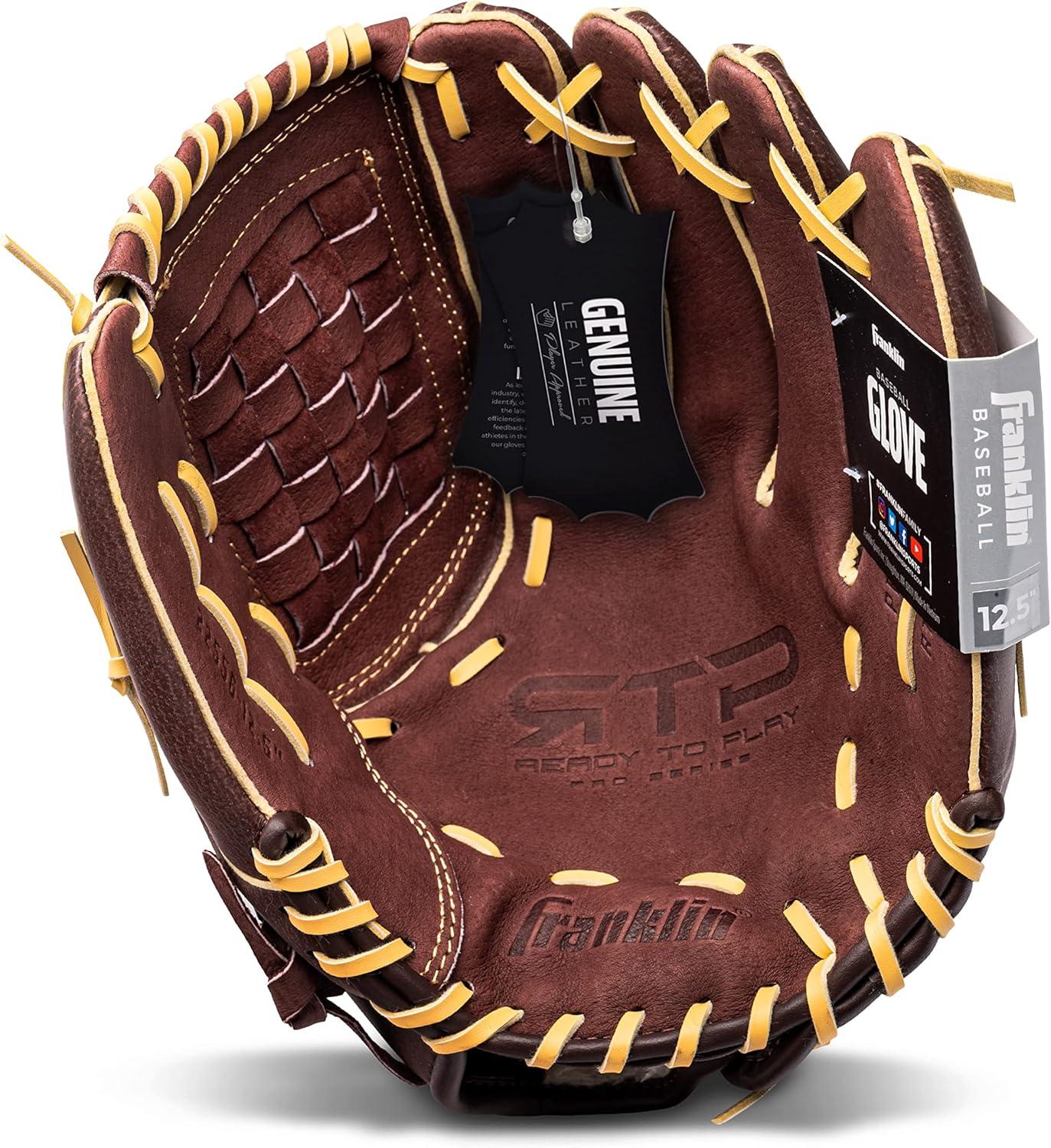image:imageFranklin Sports RTP Pro Baseball Glove Adult Youth Fielding Mitt Righty Camel125 Deep Basket Web