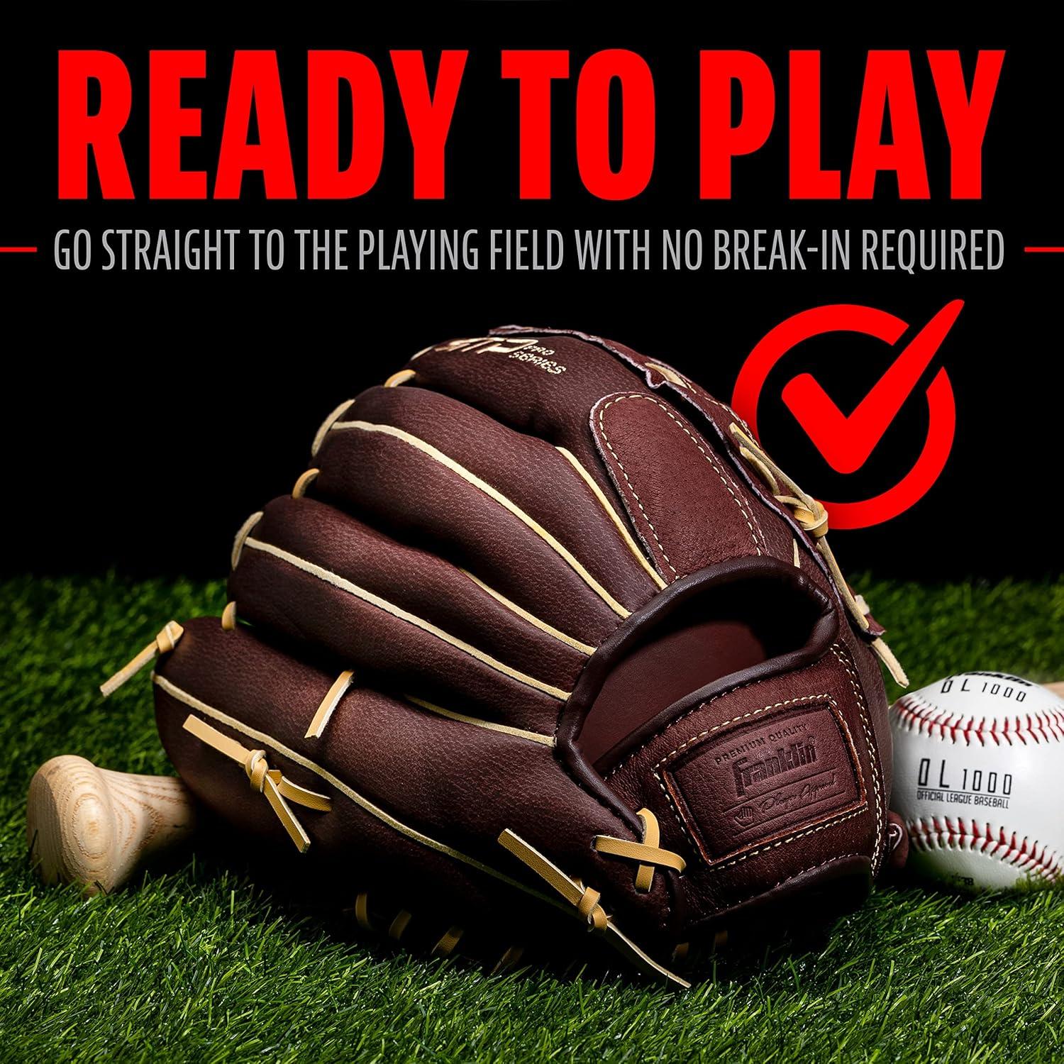 image:imageFranklin Sports RTP Pro Baseball Glove Adult Youth Fielding Mitt Righty Camel125 Deep Basket Web