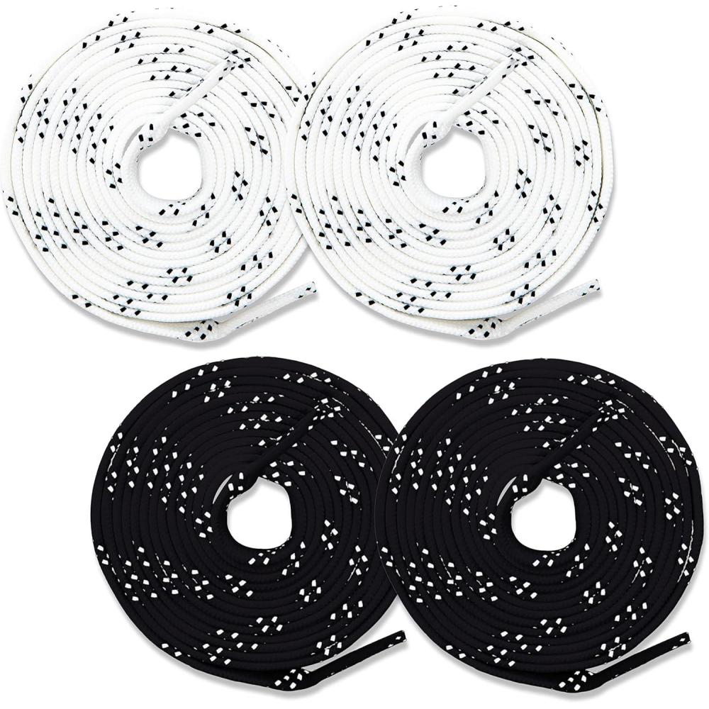 image:imageFranklin Sports Hockey Skate Laces Set of 2 NonWaxed Pairs White Black Unwaxed Ice Hockey Laces Molded Tips84