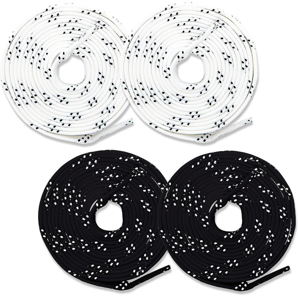 image:imageFranklin Sports Hockey Skate Laces Set of 2 NonWaxed Pairs White Black Unwaxed Ice Hockey Laces Molded Tips96