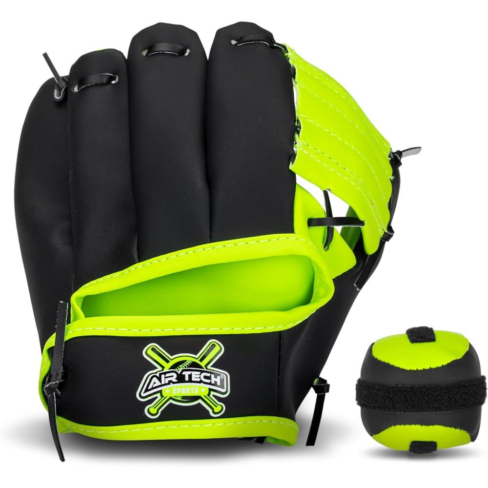 image:imageFranklin Sports Kids Toy Baseball Glove Ball Set Stiktek Baseball Teeball Glove for Boys Girls SelfStick Mitt Ball Included Youth Baseball Toy for Ages 3 8 Inch GloveBlackYellow