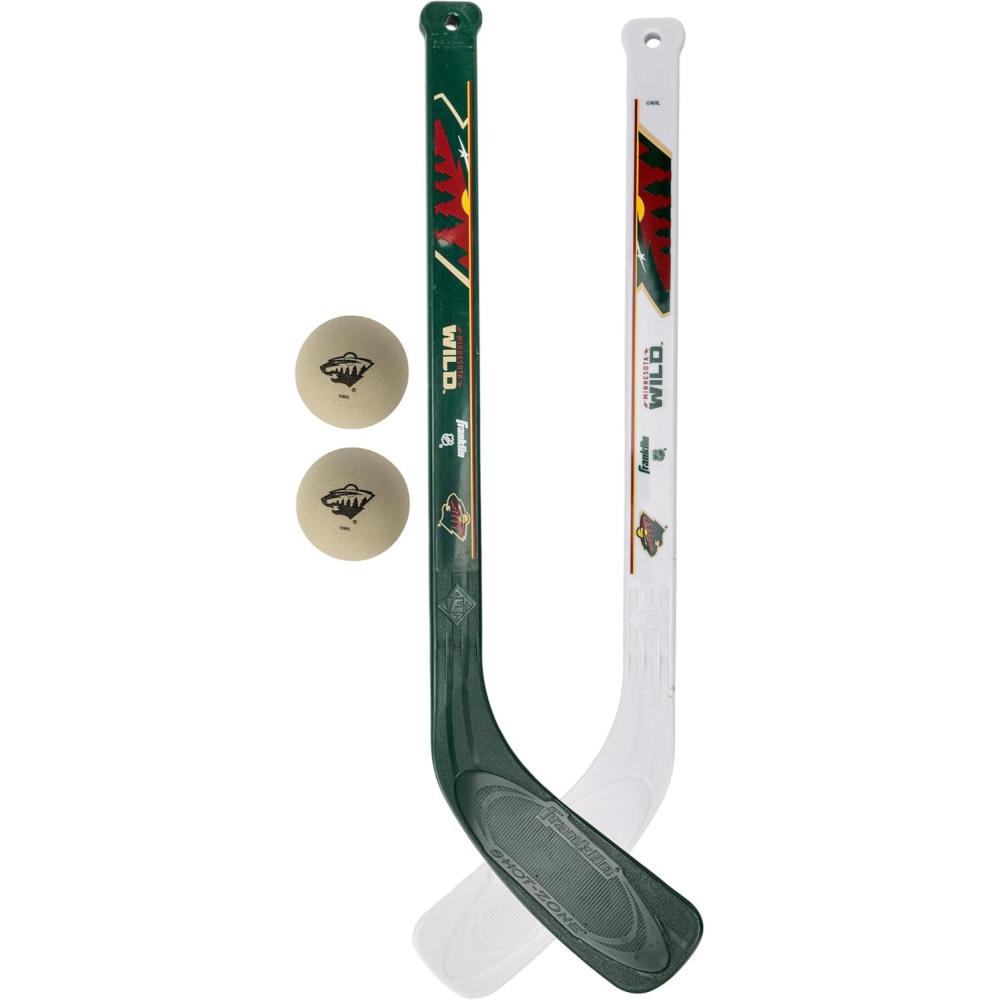 image:imageFranklin Sports NHL Mini Hockey Stick Set NHL Team Knee Hockey Stick and Ball Set Two Player Stick Set Great Toy for KidsMinnesota Wild