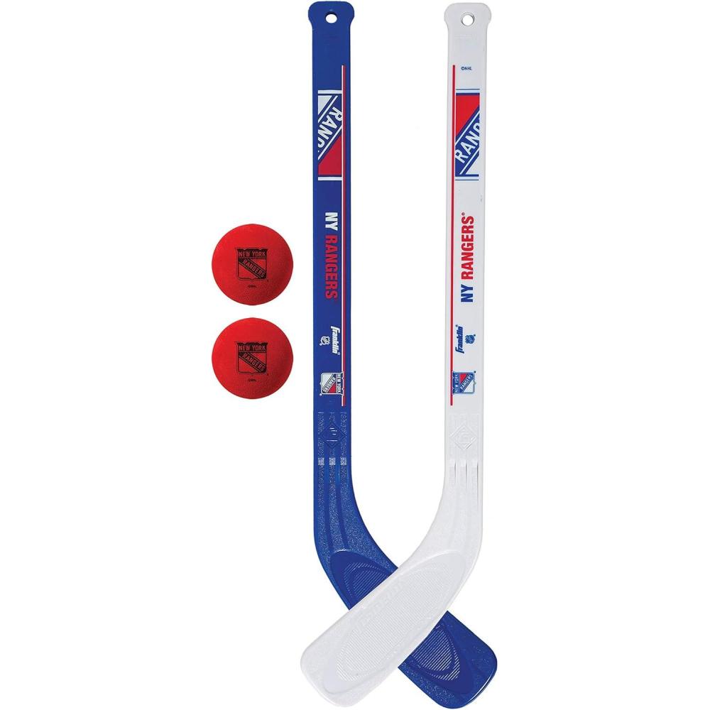 image:imageFranklin Sports NHL Mini Hockey Stick Set NHL Team Knee Hockey Stick and Ball Set Two Player Stick Set Great Toy for KidsNew York Rangers