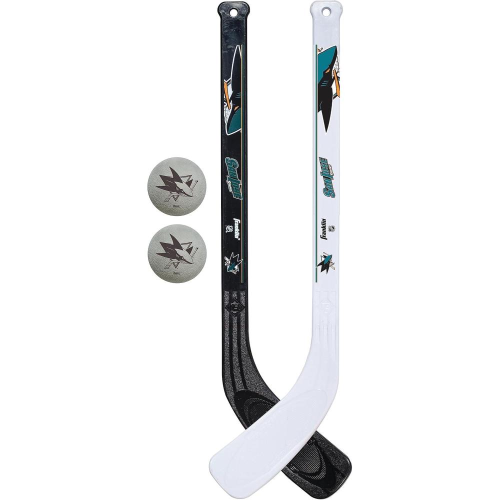 image:imageFranklin Sports NHL Mini Hockey Stick Set NHL Team Knee Hockey Stick and Ball Set Two Player Stick Set Great Toy for KidsSan Jose Sharks