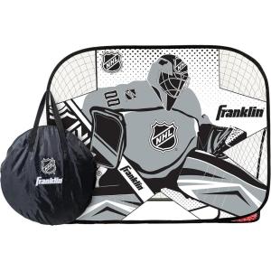 Franklin Sports Kids Portable Street Hockey Goal + Shooter Tutor Set – Pop Up Folding Net with Goalie Target Included – 2-in-1 Goal Set