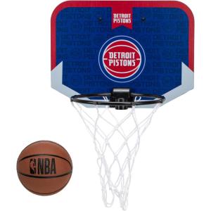 Franklin Sports NBA Team Over The Door Basketball Hoop – Kids Indoor Mini Basketball Hoop with Basketball – NBA Fan Shop Mini Hoop for Bedroom & Office(Detroit Pistons)