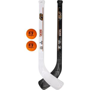Franklin Sports NHL Mini Hockey Stick Set – NHL Team Knee Hockey Stick and Ball Set – Two Player Stick Set – Great Toy for Kids(Anaheim Ducks)