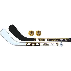 Franklin Sports NHL Mini Hockey Stick Set – NHL Team Knee Hockey Stick and Ball Set – Two Player Stick Set – Great Toy for Kids(Boston Bruins)