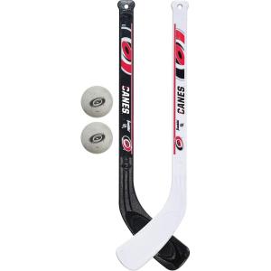 Franklin Sports NHL Mini Hockey Stick Set – NHL Team Knee Hockey Stick and Ball Set – Two Player Stick Set – Great Toy for Kids(Carolina Hurricanes)