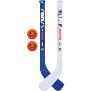 Franklin Sports NHL Mini Hockey Stick Set – NHL Team Knee Hockey Stick and Ball Set – Two Player Stick Set – Great Toy for Kids(New York Islanders)