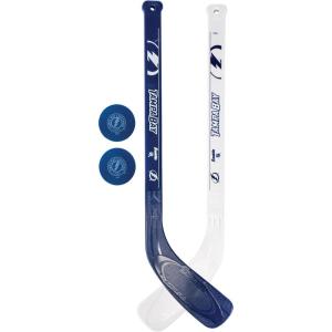Franklin Sports NHL Mini Hockey Stick Set – NHL Team Knee Hockey Stick and Ball Set – Two Player Stick Set – Great Toy for Kids(Tampa Bay Lightning)