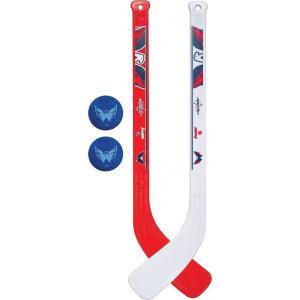 Franklin Sports NHL Mini Hockey Stick Set – NHL Team Knee Hockey Stick and Ball Set – Two Player Stick Set – Great Toy for Kids(Washington Capitals)