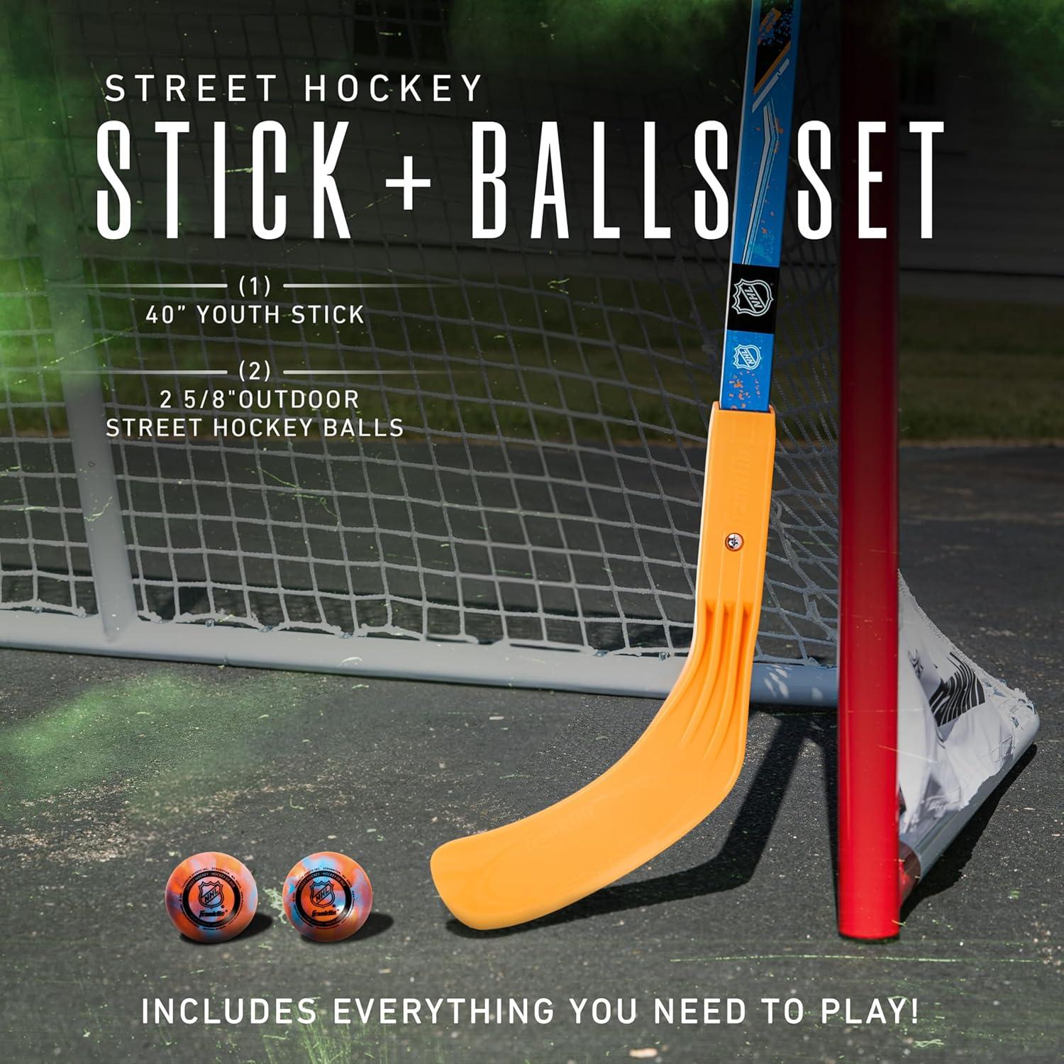 image:imageFranklin Sports NHL Kids Street Hockey Stick Balls Set Youth 40 Street Hockey Stick 2 Outdoor Roller Hockey Balls Kids Junior Hockey Starter Set