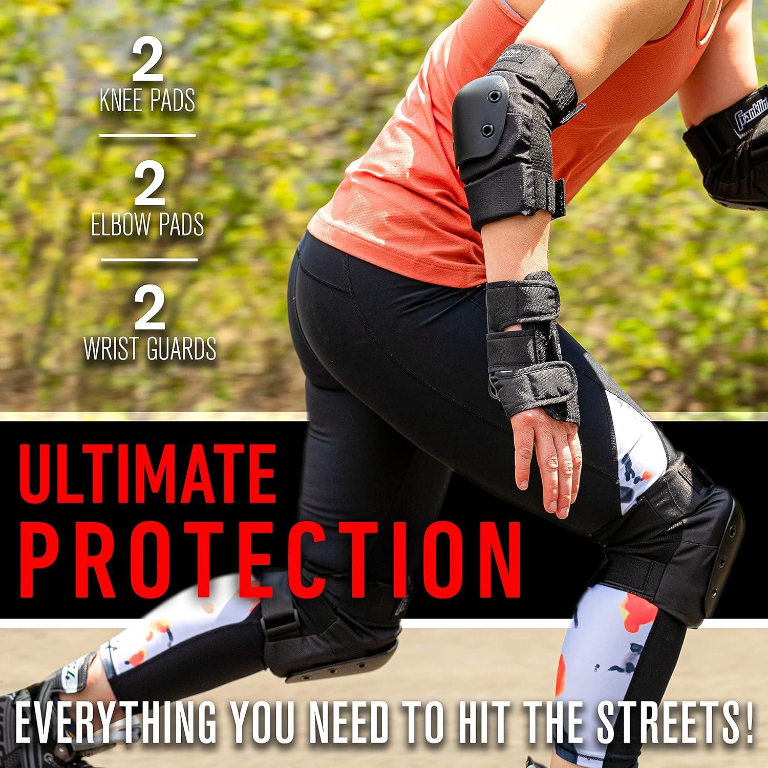 image:imageFranklin Sports YouthAdult Knee Pads Elbow Pads Wrist Guards 3 in 1 Protective Set for Skate Protective Skateboard BikingAdult