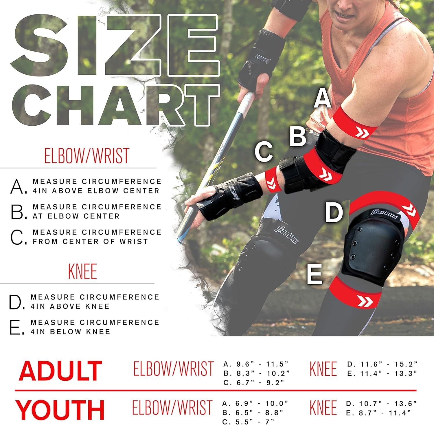 image:imageFranklin Sports YouthAdult Knee Pads Elbow Pads Wrist Guards 3 in 1 Protective Set for Skate Protective Skateboard BikingAdult