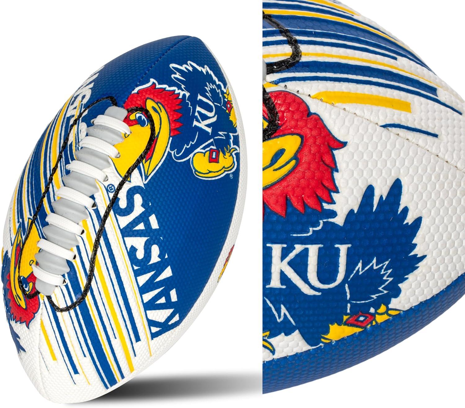 image:imageFranklin Sports NCAA Football Youth Mini Football 85 SPACELACE Easy Grip Texture Perfect for KidsKansas Jayhawks