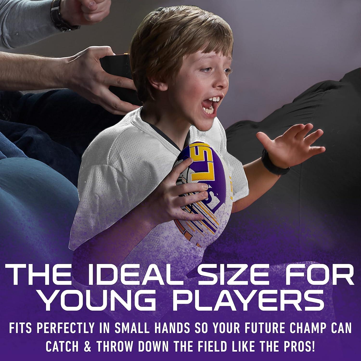 image:imageFranklin Sports NCAA Football Youth Mini Football 85 SPACELACE Easy Grip Texture Perfect for KidsLSU Tigers