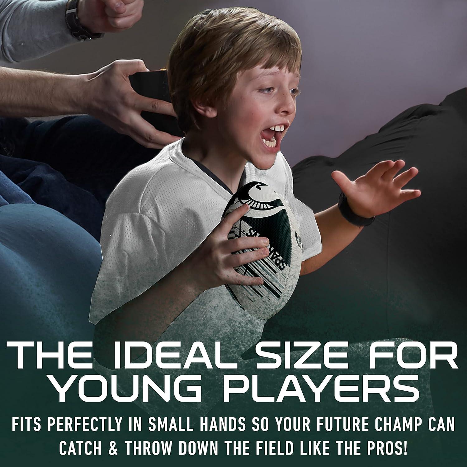 image:imageFranklin Sports NCAA Football Youth Mini Football 85 SPACELACE Easy Grip Texture Perfect for KidsMichigan State Spartans