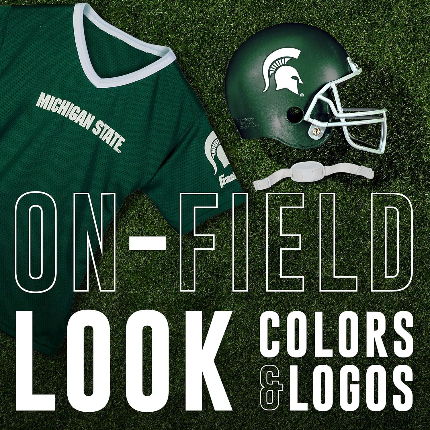 image:imageFranklin Sports NCAA Kids College Football Helmet Jersey Sets NCAA Team Youth Football Helmet Uniform Costume SetMichigan State Spartans