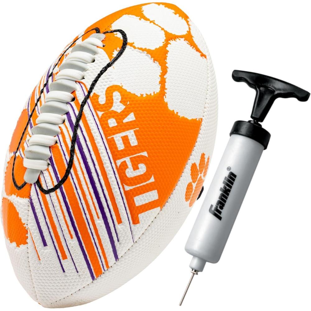 image:imageFranklin Sports NCAA Football Youth Mini Football 85 SPACELACE Easy Grip Texture Perfect for KidsClemson Tigers
