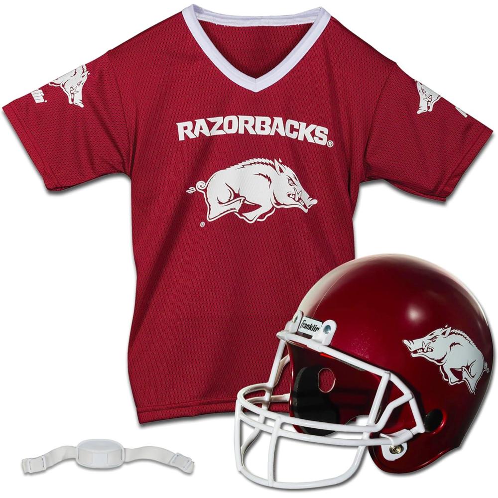 image:imageFranklin Sports NCAA Kids College Football Helmet Jersey Sets NCAA Team Youth Football Helmet Uniform Costume SetArkansas Razorbacks