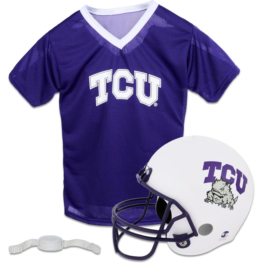 image:imageFranklin Sports NCAA Kids College Football Helmet Jersey Sets NCAA Team Youth Football Helmet Uniform Costume SetTCU Horned Frogs