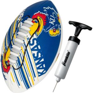 Franklin Sports NCAA Football – Youth Mini Football – 8.5″ SPACELACE Easy Grip Texture – Perfect for Kids(Kansas Jayhawks)