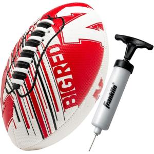 Franklin Sports NCAA Football – Youth Mini Football – 8.5″ SPACELACE Easy Grip Texture – Perfect for Kids(Nebraska Huskers)