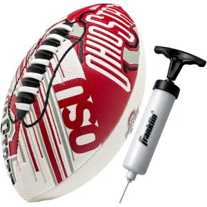 Franklin Sports NCAA Football – Youth Mini Football – 8.5″ SPACELACE Easy Grip Texture – Perfect for Kids(Ohio State Buckeyes)