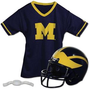 Franklin Sports NCAA Kids College Football Helmet + Jersey Sets – NCAA Team Youth Football Helmet + Uniform Costume Set(Michigan Wolverines)