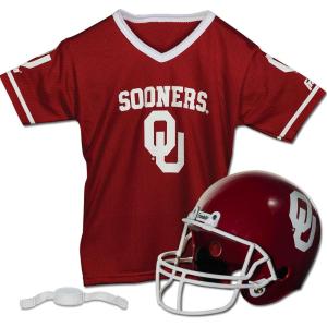 Franklin Sports NCAA Kids College Football Helmet + Jersey Sets – NCAA Team Youth Football Helmet + Uniform Costume Set(Oklahoma Sooners)