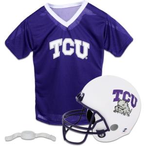 Franklin Sports NCAA Kids College Football Helmet + Jersey Sets – NCAA Team Youth Football Helmet + Uniform Costume Set(TCU Horned Frogs)