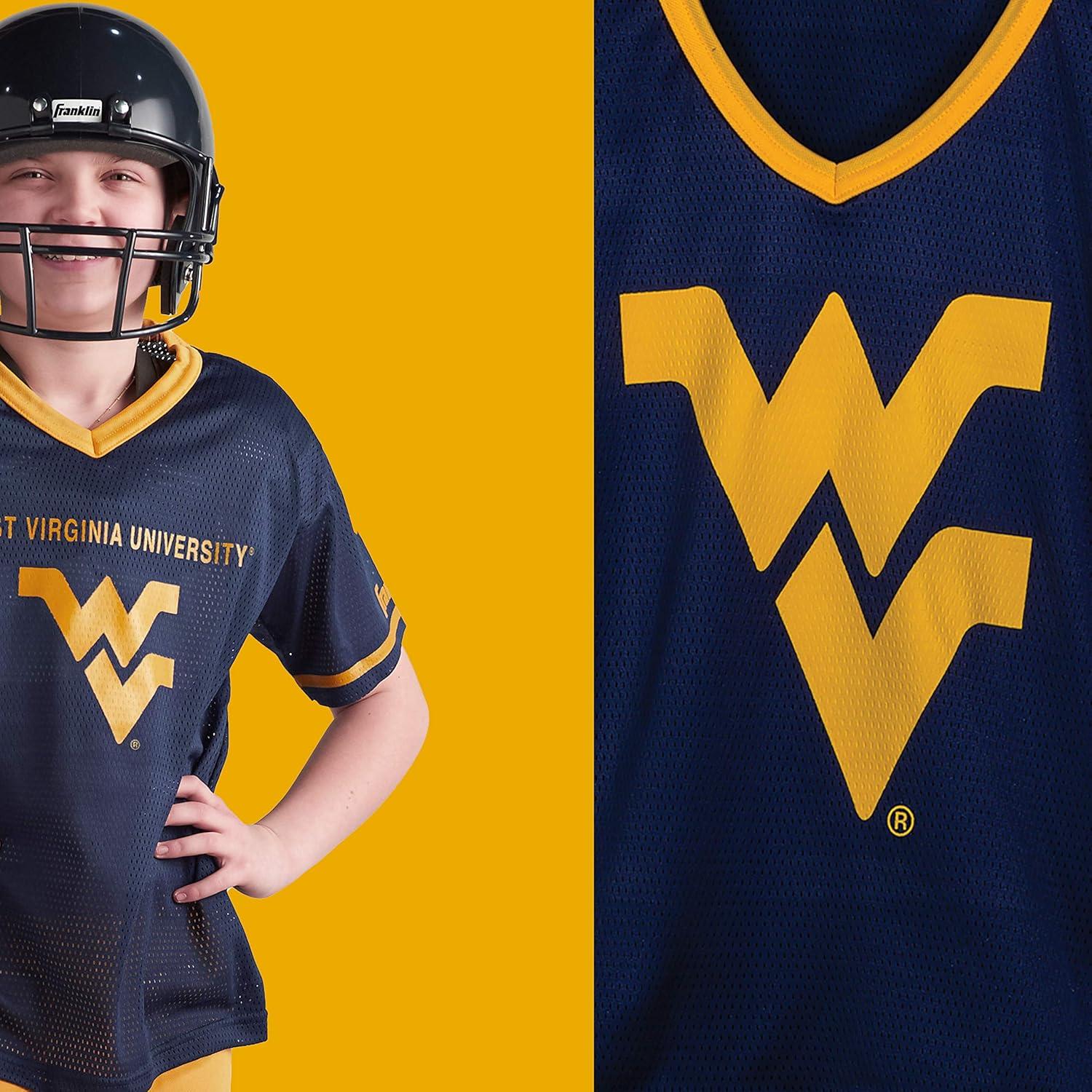 image:imageFranklin Sports NCAA Kids College Football Helmet Jersey Sets NCAA Team Youth Football Helmet Uniform Costume SetWest Virginia Mountaineers