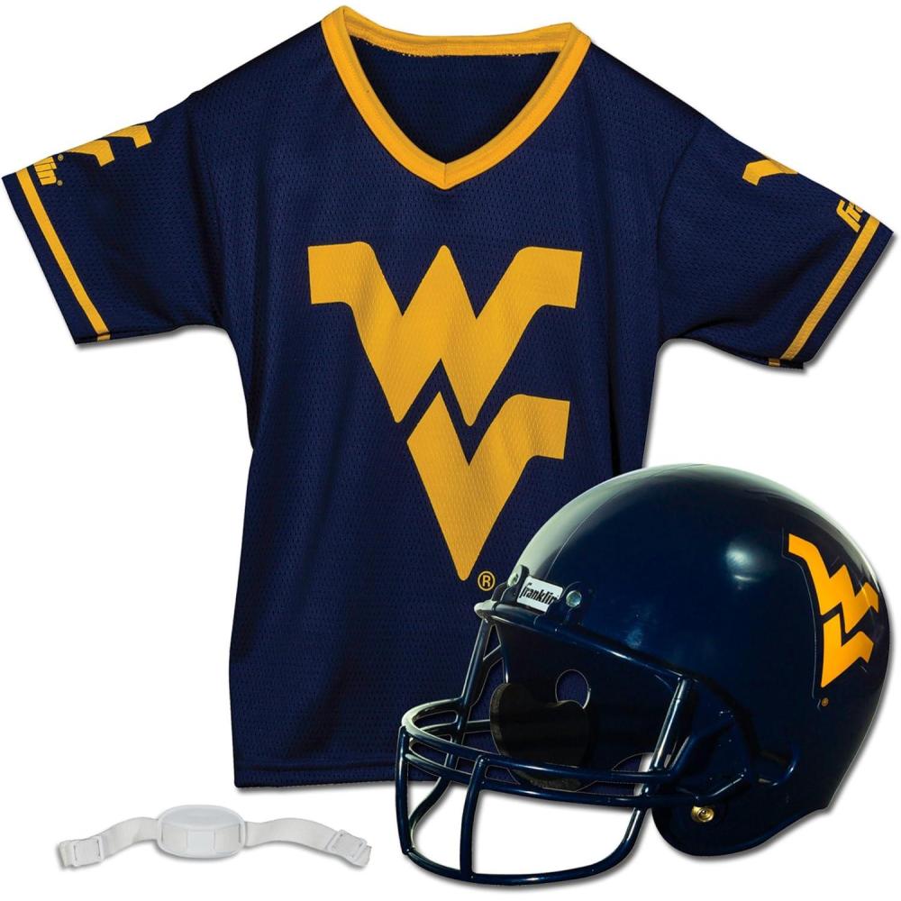 image:imageFranklin Sports NCAA Kids College Football Helmet  Jersey Sets  NCAA Team Youth Football Helmet  Uniform Costume SetWest Virginia Mountaineers