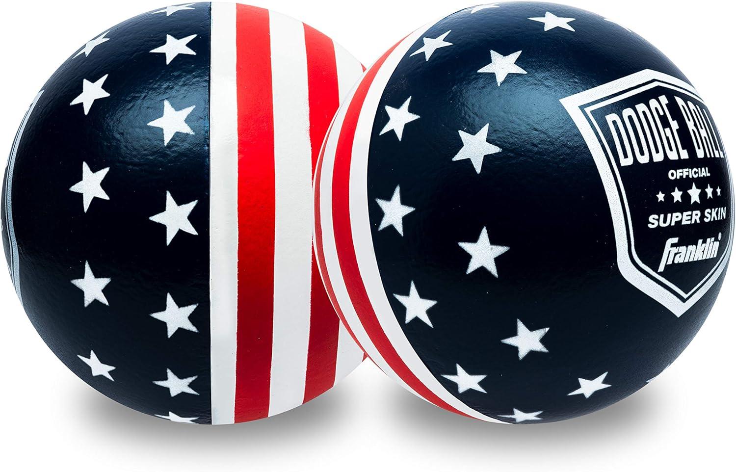 image:imageFranklin Sports Dodgeball Ball Set SuperskinCoated Foam Balls for Playground Games Small Dodgeballs for Gymnasium Games EasyGrip Foam Balls Wont Shred or Tear for Hours of Fun6Inch Red White Blue