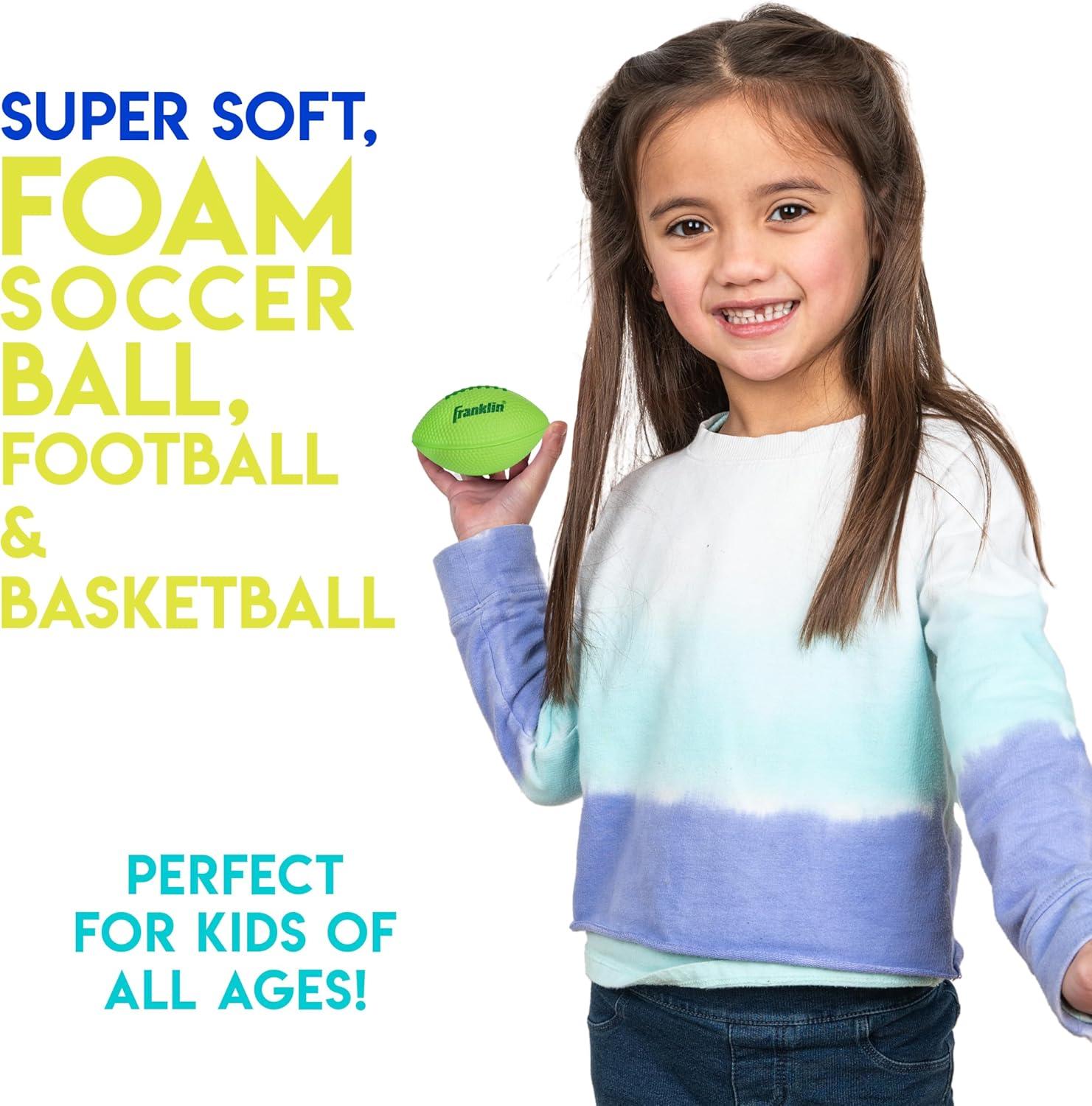 image:imageFranklin Sports Kids Foam Sports Balls Mini Foam Footballs Basketballs Soccer Balls for Kids Indoor Outdoor Soft Toy Equipment Perfect Backyard Practice Toys