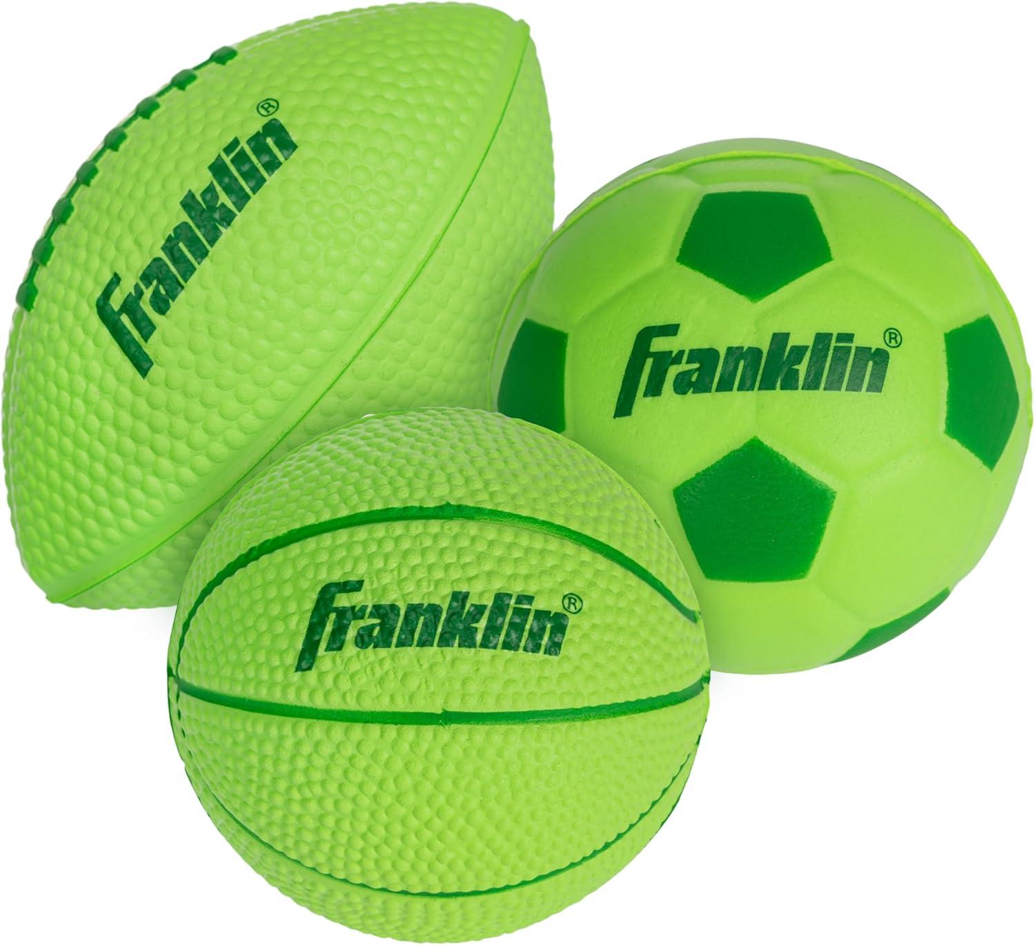 image:imageFranklin Sports Kids Foam Sports Balls Mini Foam Footballs Basketballs Soccer Balls for Kids Indoor Outdoor Soft Toy Equipment Perfect Backyard Practice Toys