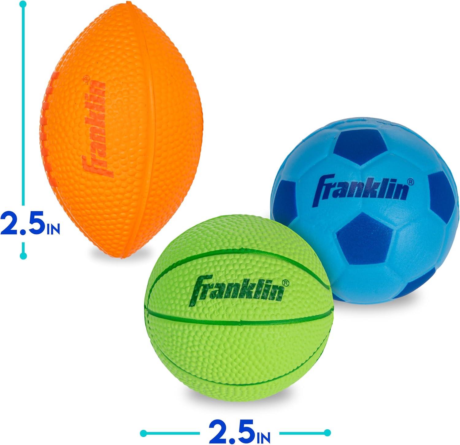 image:imageFranklin Sports Kids Foam Sports Balls Mini Foam Footballs Basketballs Soccer Balls for Kids Indoor Outdoor Soft Toy Equipment Perfect Backyard Practice Toys