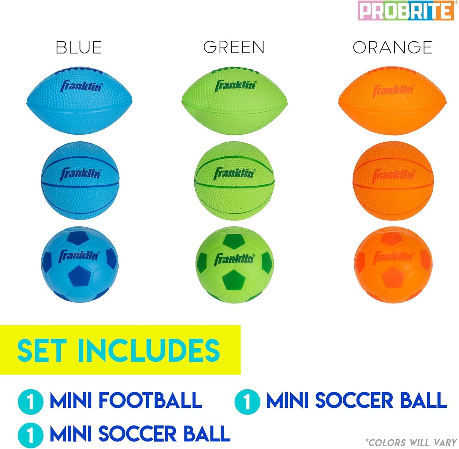 image:imageFranklin Sports Kids Foam Sports Balls Mini Foam Footballs Basketballs Soccer Balls for Kids Indoor Outdoor Soft Toy Equipment Perfect Backyard Practice Toys