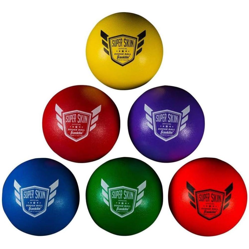 image:imageFranklin Sports Dodgeball Ball Set SuperskinCoated Foam Balls for Playground Games Small Dodgeballs for Gymnasium Games EasyGrip Foam Balls Wont Shred or Tear for Hours of Fun6Inch