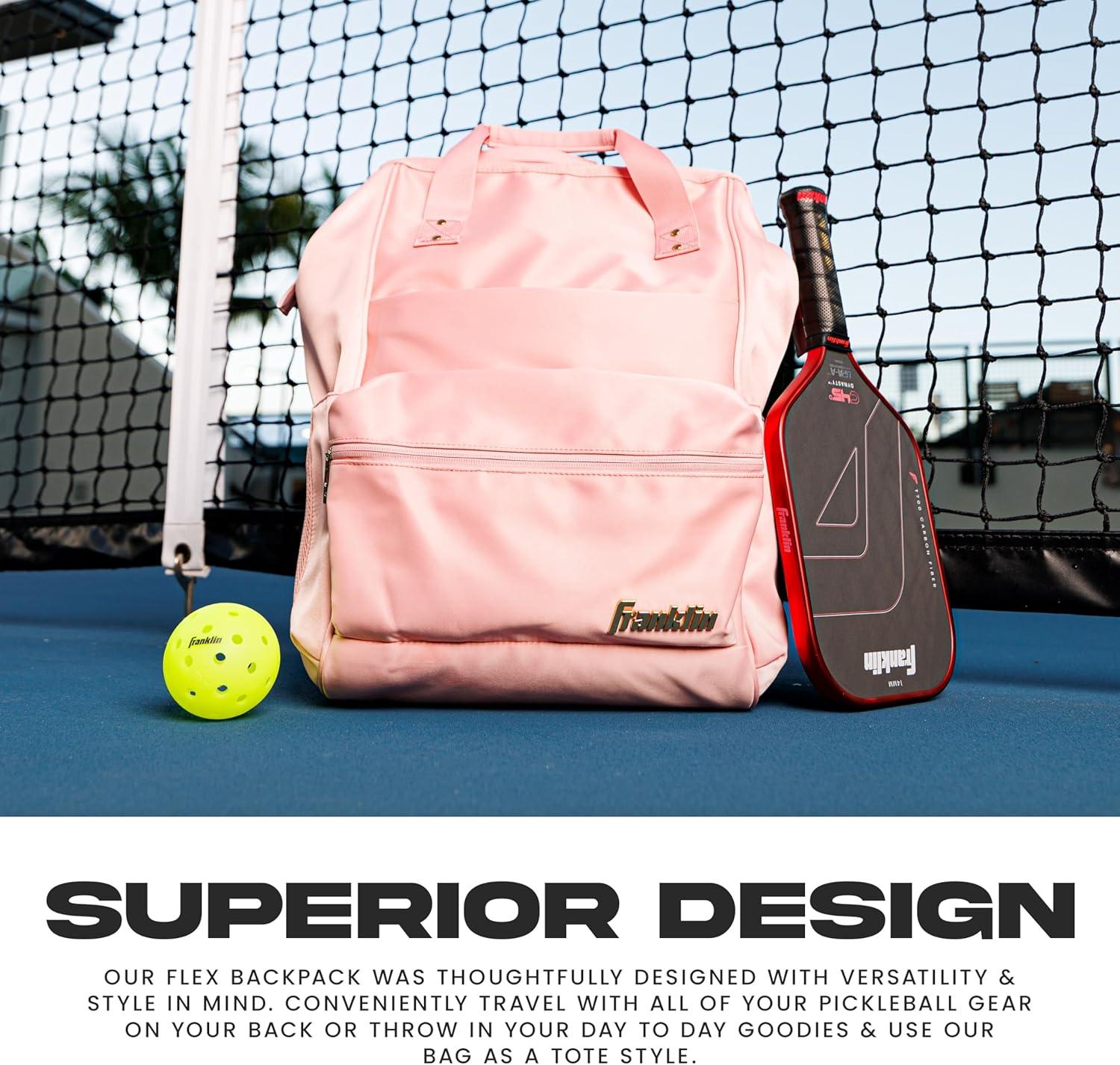 image:imageFranklin Sports Flex Pickleball Backpack Pickleball Bags for Women Store Pickleballs Paddles Court Equipment Versatile Lifestyle Bag Design Pink