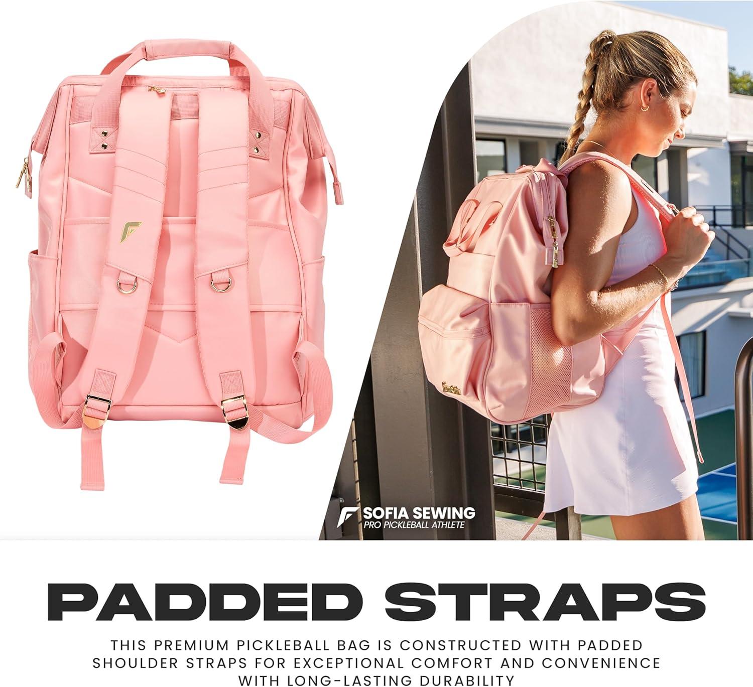 image:imageFranklin Sports Flex Pickleball Backpack Pickleball Bags for Women Store Pickleballs Paddles Court Equipment Versatile Lifestyle Bag Design Pink