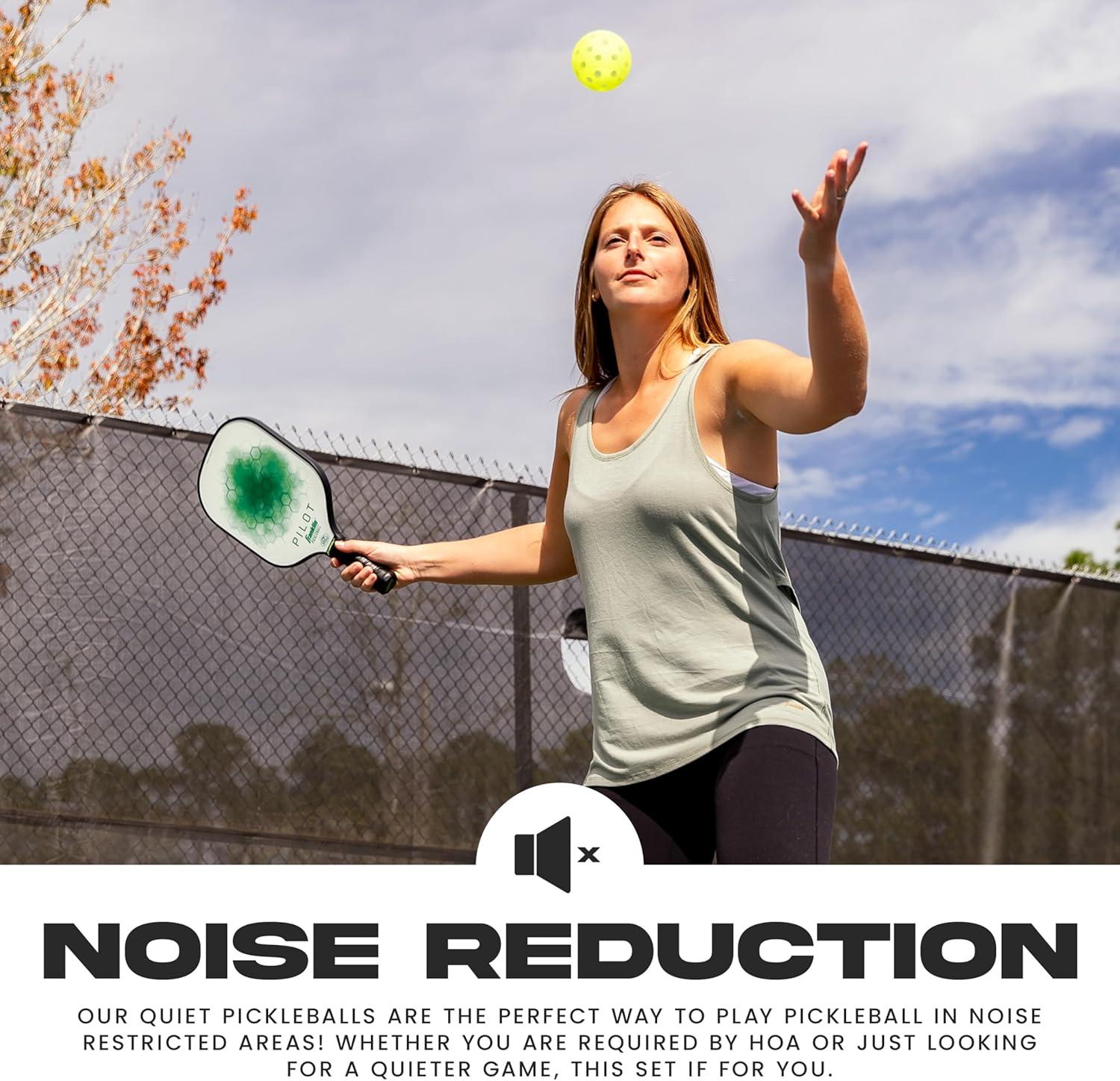 image:imageFranklin Sports Silent Serve Foam Pickleballs Quiet Soft Pickleballs for Noise Reduction Indoor Outdoor Official Size Balls Great for Practice Training 3 Pack Optic Yellow